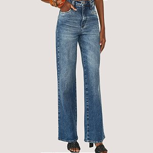 CALÇA COLCCI JEANS MEDIO COM ELASTANO WIDE LEG FEMININA