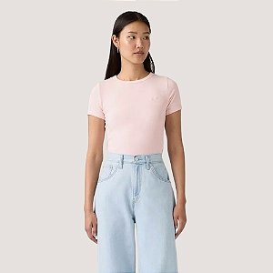 BLUSA LEVIS MANGA CURTA T-SHIRT ALGODÃO ROSA CLARO FEMININO ADULTO