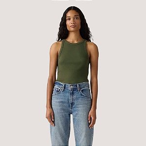 BLUSA LEVIS REGATA ALGODÃO LISA VERDE MILITAR FEMININO ADULTO
