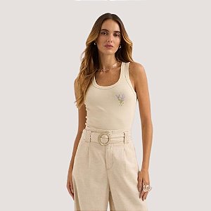BLUSA LEZ A LEZ REGATA CANELADO BEGE FEMININO ADULTO