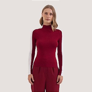 BLUSA MAMÕ MANGA LONGA TRICÔ VINHO FEMININO ADULTO
