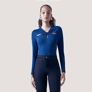 BLUSA SLY MANGA LONGA MALHA AZUL ROYAL FEMININO ADULTO