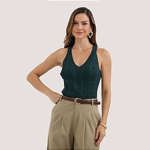 BLUSA MAMÕ REGATA TRICÔ VERDE FEMININO ADULTO
