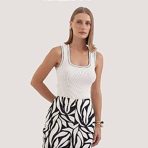 BLUSA MAMÕ REGATA TRICÔ BRANCO FEMININO ADULTO