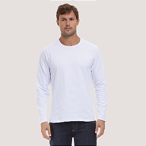 CAMISETA DESERT MANGA LONGA COMFORT ALGODÃO LISA BRANCO MASCULINO ADULTO