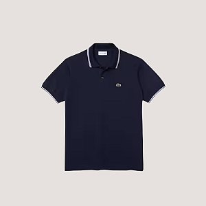 POLO LACOSTE MANGA CURTA COMFORT PIQUET LISA AZUL MARINHO MASCULINO ADULTO
