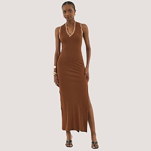 VESTIDO COLCCI REGATA CANELADO MARROM FEMININO ADULTO