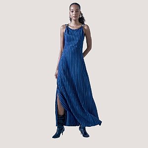 VESTIDO SLY REGATA VISCOSE LISTRADO AZUL MARINHO FEMININO ADULTO