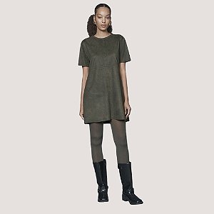 VESTIDO SLY MANGA CURTA SUEDE  VERDE FEMININO ADULTO