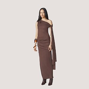 VESTIDO SLY NULA MANGA TULE  MARROM FEMININO ADULTO