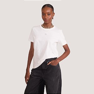 BLUSA COLCCI MANGA CURTA T-SHIRT OFFWHITE FEMININO ADULTO