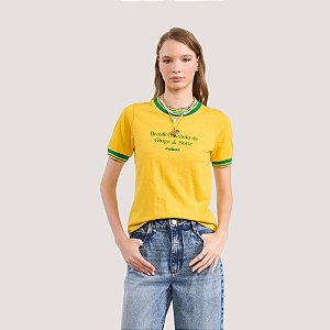 BLUSA COLCCI MANGA CURTA T-SHIRT AMARELO FEMININO ADULTO