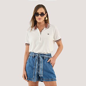 POLO COLCCI MANGA CURTA OFFWHITE ALGODÃO FEMININO ADULTO