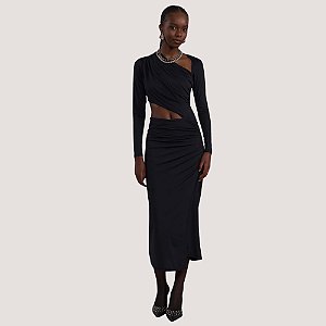 VESTIDO COLCCI MANGA LONGA LONGO POLIAMIDA PRETO FEMININO ADULTO