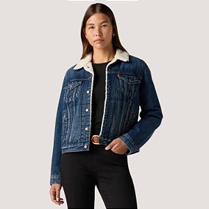 JAQUETA LEVIS JEANS ESCURO SEM CAPUZ FORRO DE  LÃ FEMININO ADULTO