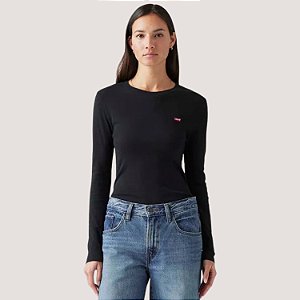 BLUSA LEVIS MANGA LONGA ALGODÃO PRETO FEMININO ADULTO