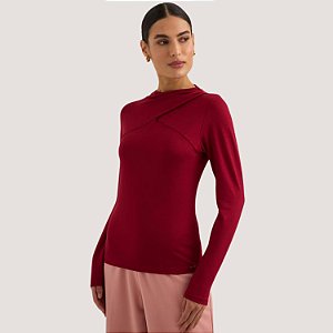 BLUSA LEZ A LEZ MANGA LONGA MALHA VINHO FEMININO ADULTO