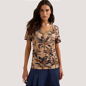 BLUSA LEZ A LEZ MANGA CURTA MISTO BEGE ESCURO FEMININO ADULTO