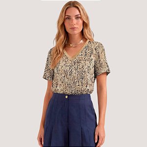 BLUSA LEZ A LEZ MANGA CURTA MISTO BEGE FEMININO ADULTO