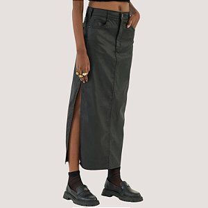 SAIA COLCCI BRIM RESINADA MIDI PRETO FEMININO ADULTO