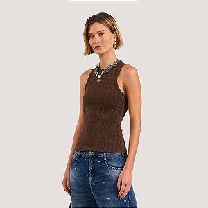 BLUSA COLCCI REGATA CANELADA MARROM FEMININO ADULTO
