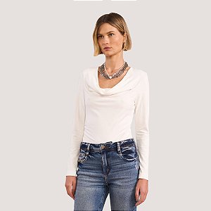 BLUSA COLCCI MANGA LONGA VISCOSE COM ELASTANO OFFWHITE FEMININO ADULTO