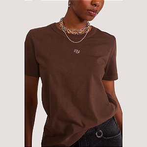 BLUSA COLCCI MANGA CURTA  T-SHIRT MARROM FEMININO ADULTO