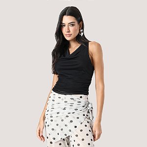 BLUSA SLY REGATA TULE DEGAGÊ PRETO FEMININO ADULTO