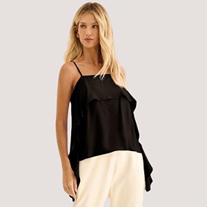 BLUSA LEZ A LEZ REGATA VISCOSE PRETO FEMININO ADULTO
