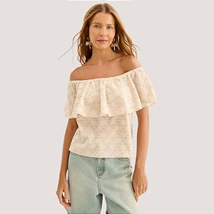 BLUSA LEZ A LEZ TOMARA QUE CAIA BORDADO BEGE FEMININO ADULTO