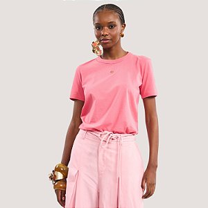 BLUSA COLCCI MANGA CURTA T-SHIRT ALGODÃO ROSA FEMININO ADULTO