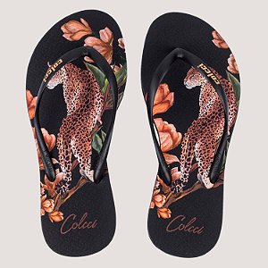 CHINELO COLCCI DEDO ACQUA FIORE ESTAMPADO PRETO FEMININO ADULTO
