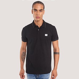 POLO COLCCI MANGA CURTA SLIM PIQUE PRETO MASCULINO ADULTO