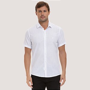CAMISA DESERT MANGA CURTA SLIM LINHO BRANCO MASCULINO ADULTO