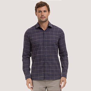 CAMISA DESERT MANGA LONGA SLIM ALGODÃO AZUL MARINHO MASCULINO ADULTO
