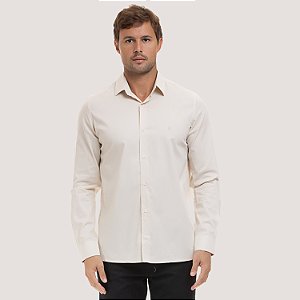 CAMISA DESERT MANGA LONGA  SLIM ALGODÃO E ELASTANO CRU MASCULINO ADULTO