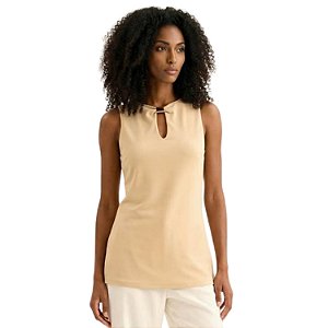 BLUSA LEZ A LEZ REGATA CREPE BEGE FEMININO ADULTO