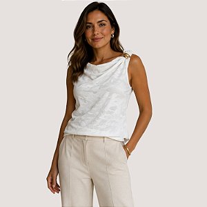 BLUSA SLY MANGA CURTA VISCOSE OFFWHITE FEMININO ADULTO