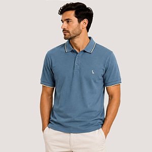 POLO RESERVA MANGA CURTA COMFORT ALGODÃO AZUL TURQUESA MASCULINO ADULTO