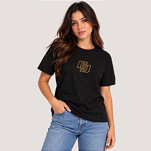 BLUSA COLCCI MANGA CURTA T-SHIRT PRETO FEMININO ADULTO