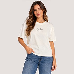 BLUSA COLCCI MANGA CURTA T-SHIRT OFFWHITE FEMININO ADULTO