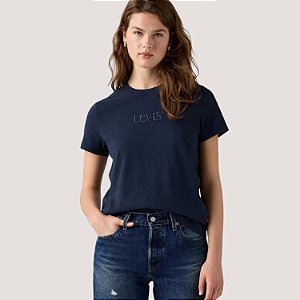 BLUSA LEVIS MANGA CURTA T-SHIRT ALGODÃO AZUL MARINHO FEMININO ADULTO