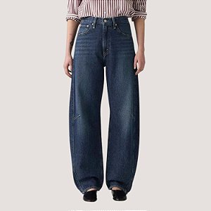 CALÇA LEVIS JEANS ESCURO BRUTO BARRIL FEMININO ADULTO