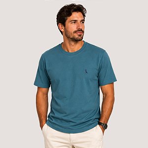 CAMISETA RESERVA MANGA CURTA COMFORT ALGODÃO AZUL TURQUESA MASCULINO ADULTO