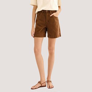 BERMUDA LEZ A LEZ BRIM BRUTO MARROM COMFORT FEMININO ADULTO