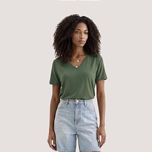BLUSA LEZ A LEZ MANGA CURTA MODAL VISCOSE VERDE FEMININO ADULTO