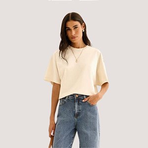 BLUSA LEZ A LEZ MANGA CURTA T-SHIRT OFFWHITE  ALGODÃO FEMININO ADULTO