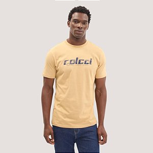 CAMISETA COLCCI MANGA CURTA BEGE SLIM ALGODÃO MASCULINO ADULTO