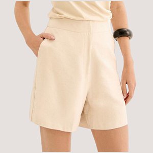 SHORT LEZ A LEZ ALFAIATARIA BEGE MISTO FEMININO ADULTO