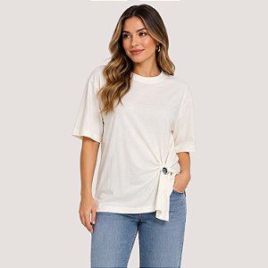 BLUSA COLCCI MANGA CURTA ALGODÃO OFFWHITE FEMININO ADULTO